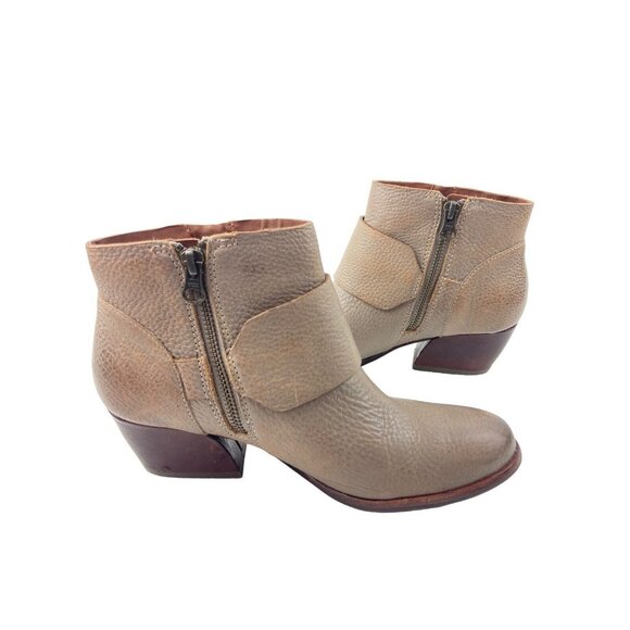 *Kork-Ease Isa Taupe Leather Booties Womens Size 6.5 Moto Buckle Zip Strap Boots - Picture 8 of 16